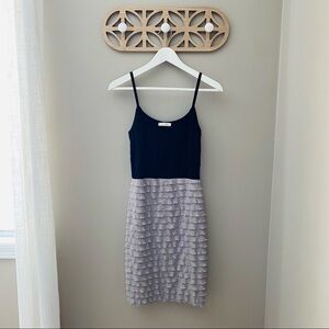 Lush Polkadot Ruffle Dress Black/Gray Sz Medium